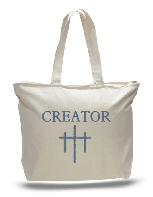 CREATOR Zippered Canvas Tote Bag w/ inside zipper pocket